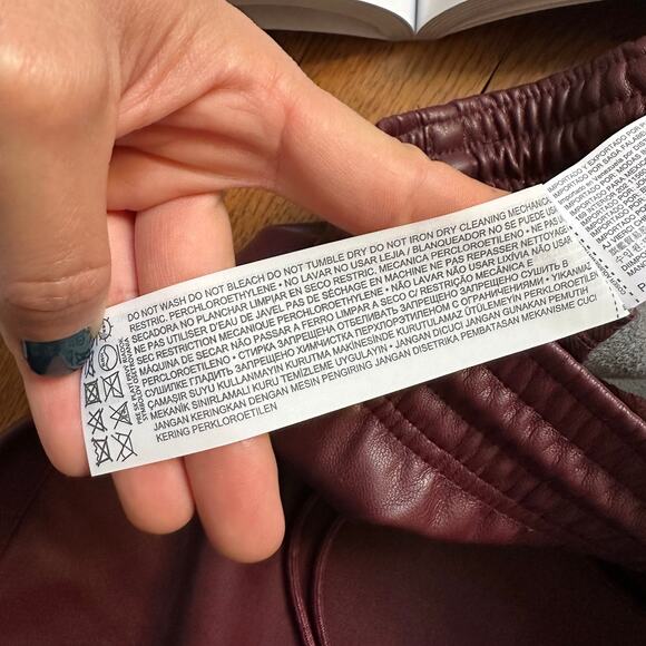 MNG Burgundy Faux Leather Drawstring Pants - Picture 6 of 8